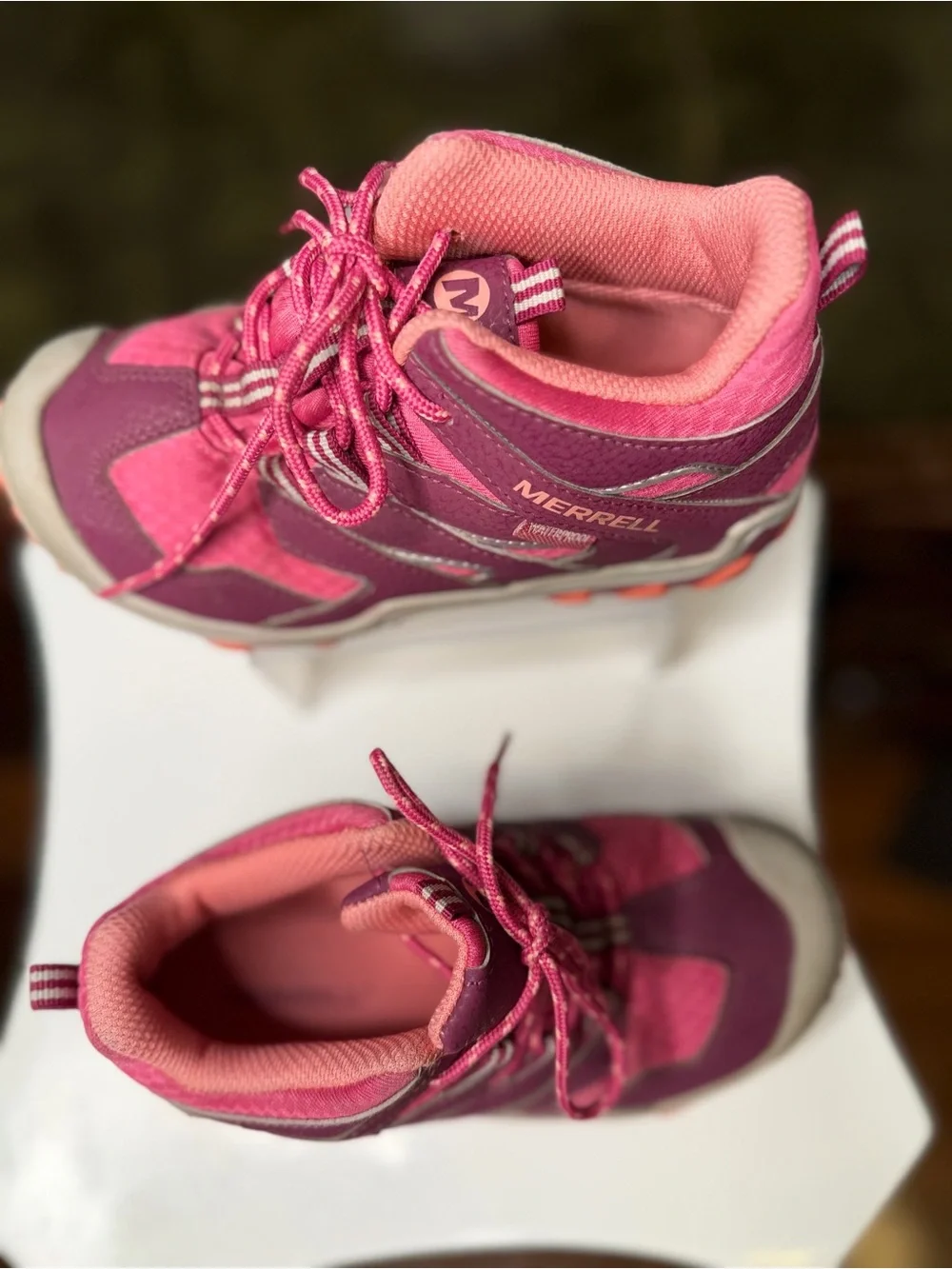Merrell Chameleon 7 Mid Waterproof Kids Hiking Shoes Pink Purple US 12.5 EUC